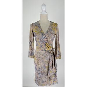 BCBGMAXAZRIA Alberta Long Sleeve Wrap Mini Dress Womens Size Small Pastel